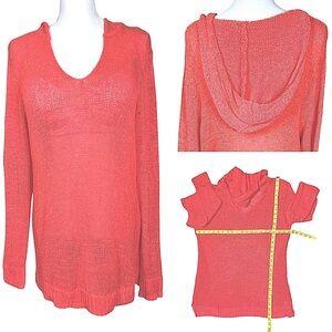 Sonoma Hoodie Sweater Loose Knit Long Peach Coral Peach Pink Womens XL